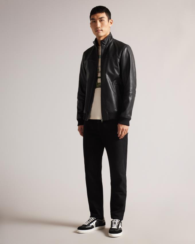 Veste Ted Baker Leather Bomber Noir Homme | HWM-58533514